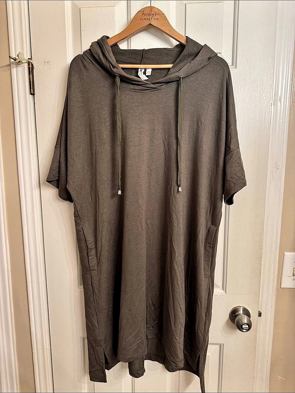 Cable & Gauge Hooded Midi Dress Brown 1X New
